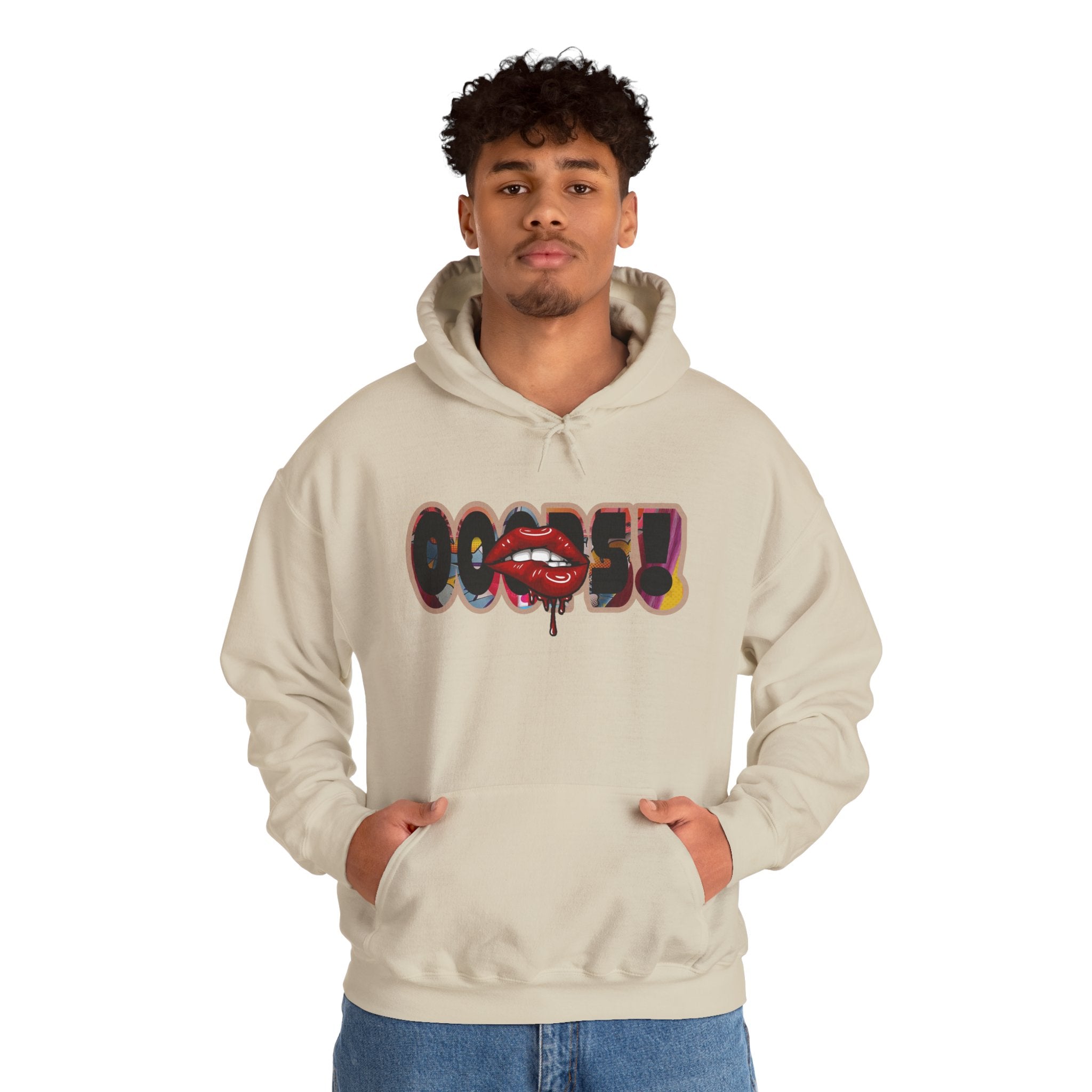 Joker Laugh Hoodie — "Ooops!" Dripping Lips Graphic Sweatshirt