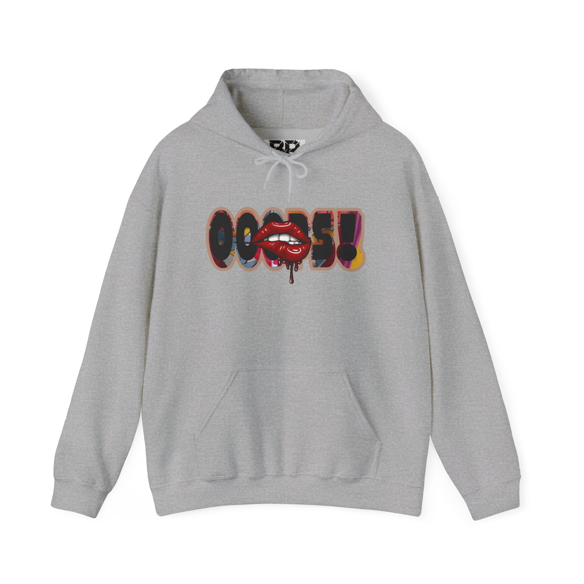 Joker Laugh Hoodie — "Ooops!" Dripping Lips Graphic Sweatshirt