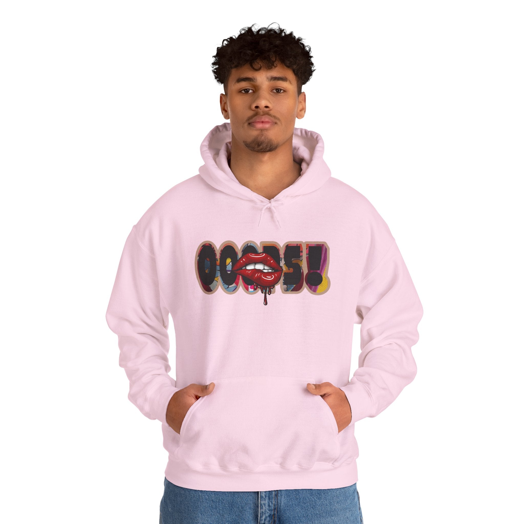 Joker Laugh Hoodie — "Ooops!" Dripping Lips Graphic Sweatshirt