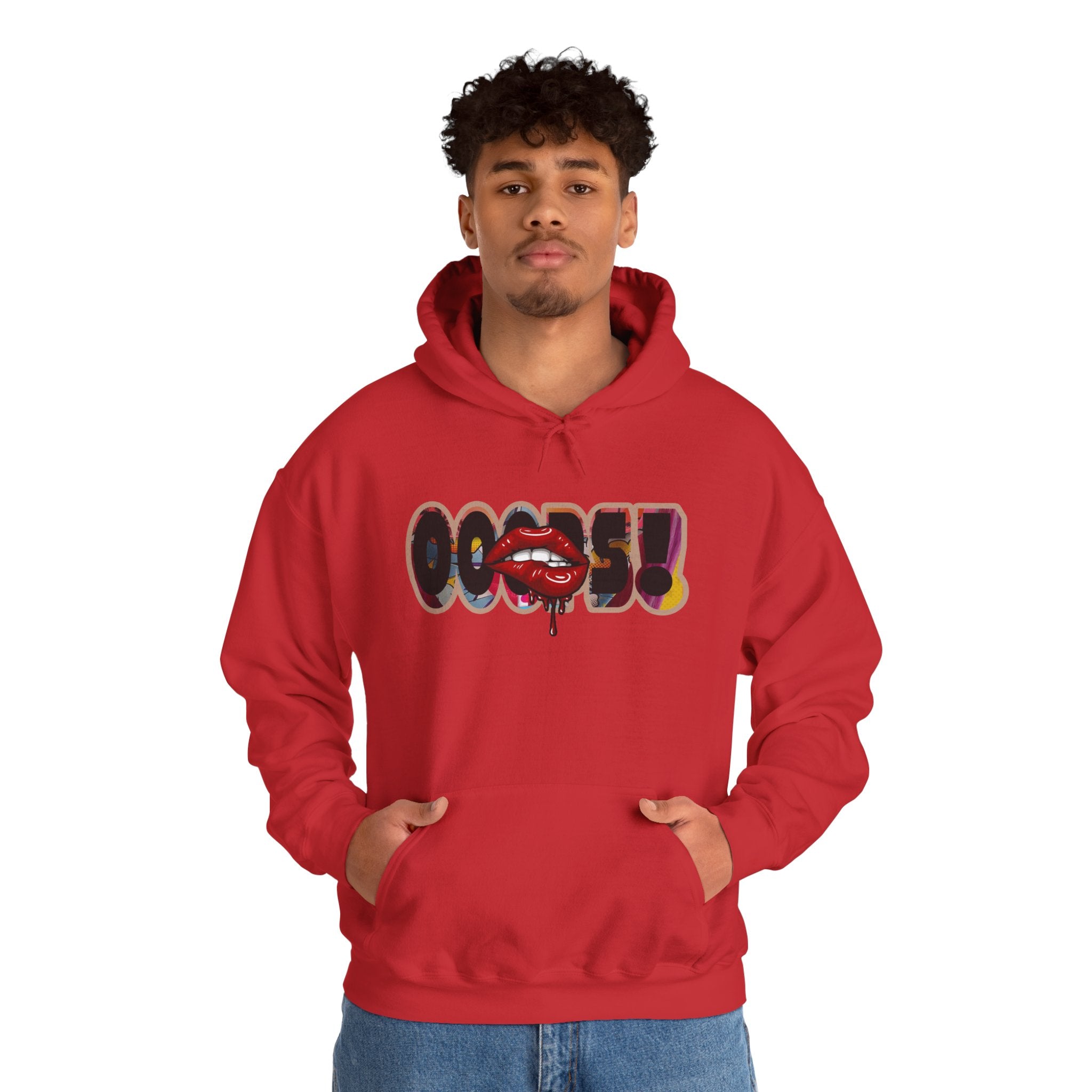 Joker Laugh Hoodie — "Ooops!" Dripping Lips Graphic Sweatshirt