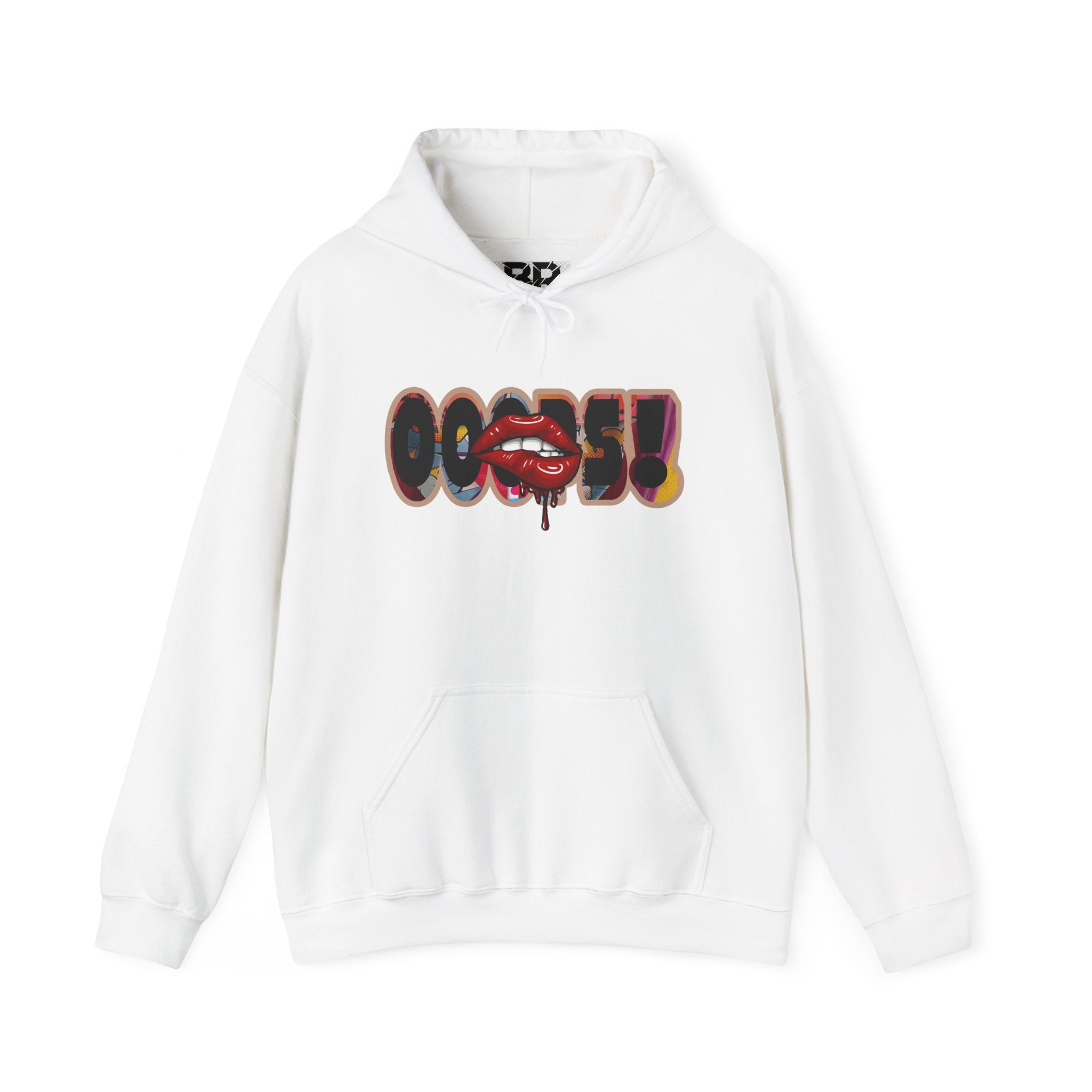 Joker Laugh Hoodie — "Ooops!" Dripping Lips Graphic Sweatshirt