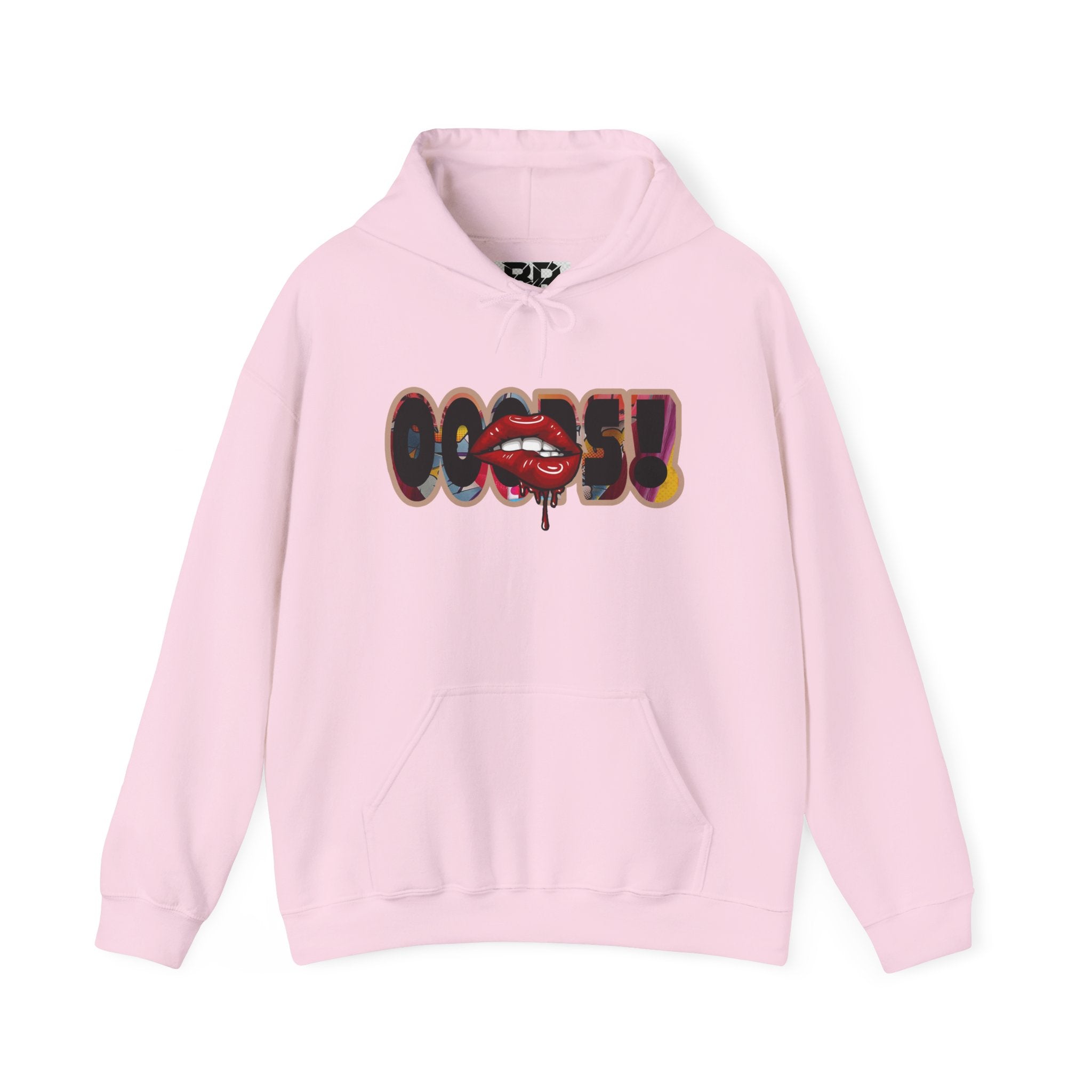Joker Laugh Hoodie — "Ooops!" Dripping Lips Graphic Sweatshirt