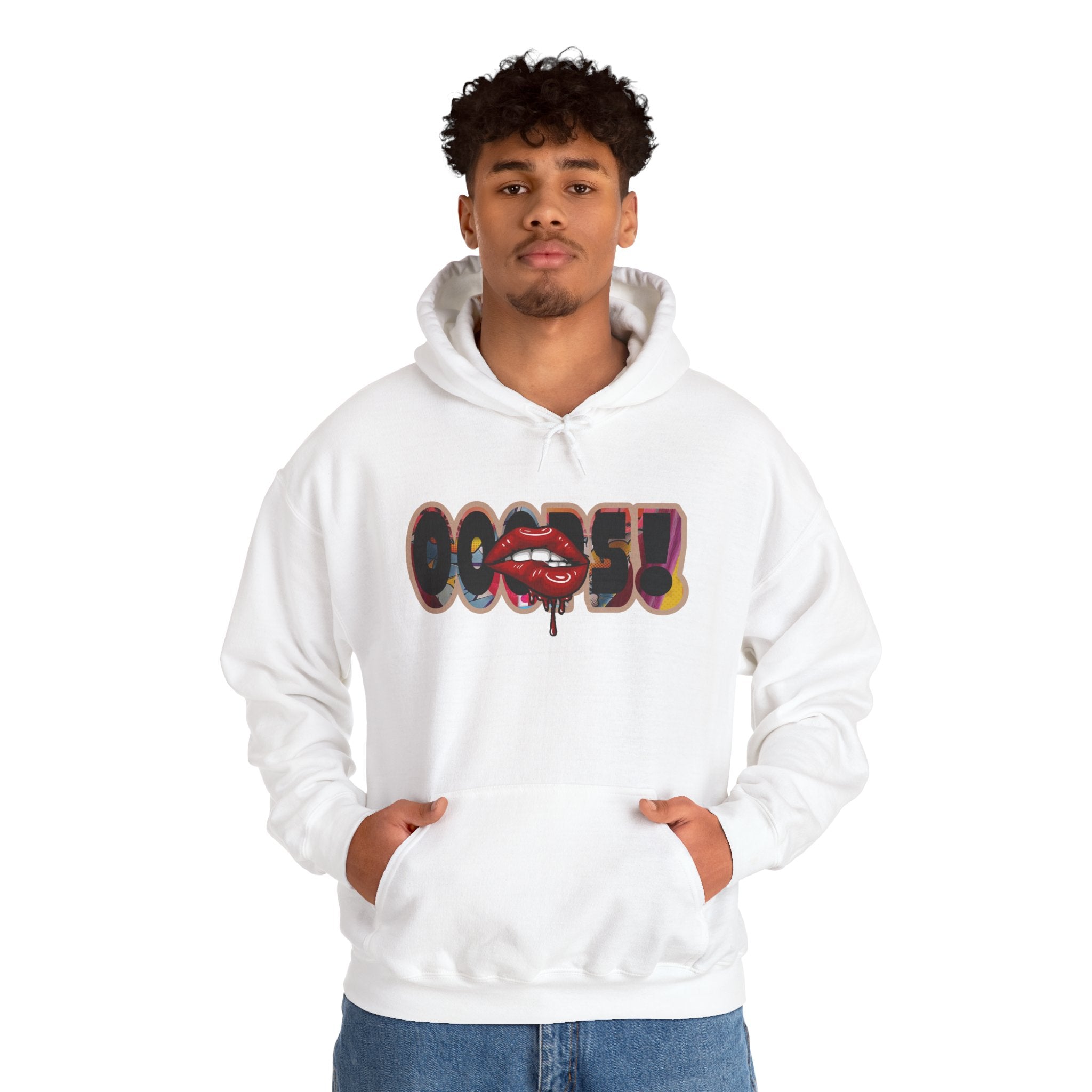 Joker Laugh Hoodie — "Ooops!" Dripping Lips Graphic Sweatshirt
