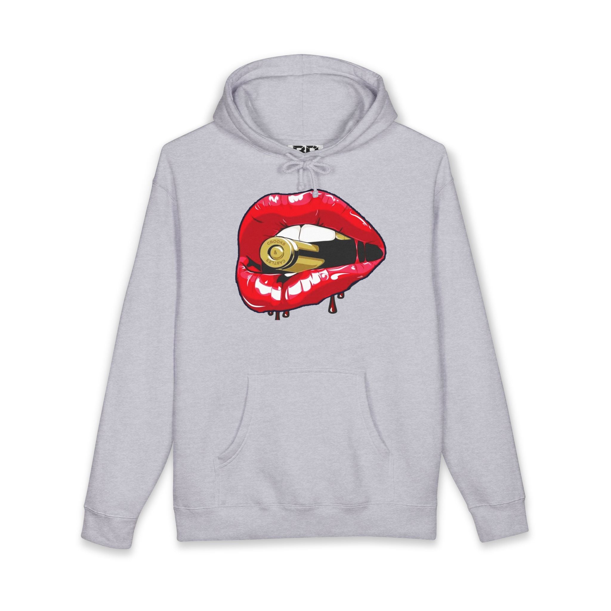 Bullet Lip Graphic Hoodie — Red Dripping Lips with Bullet Design