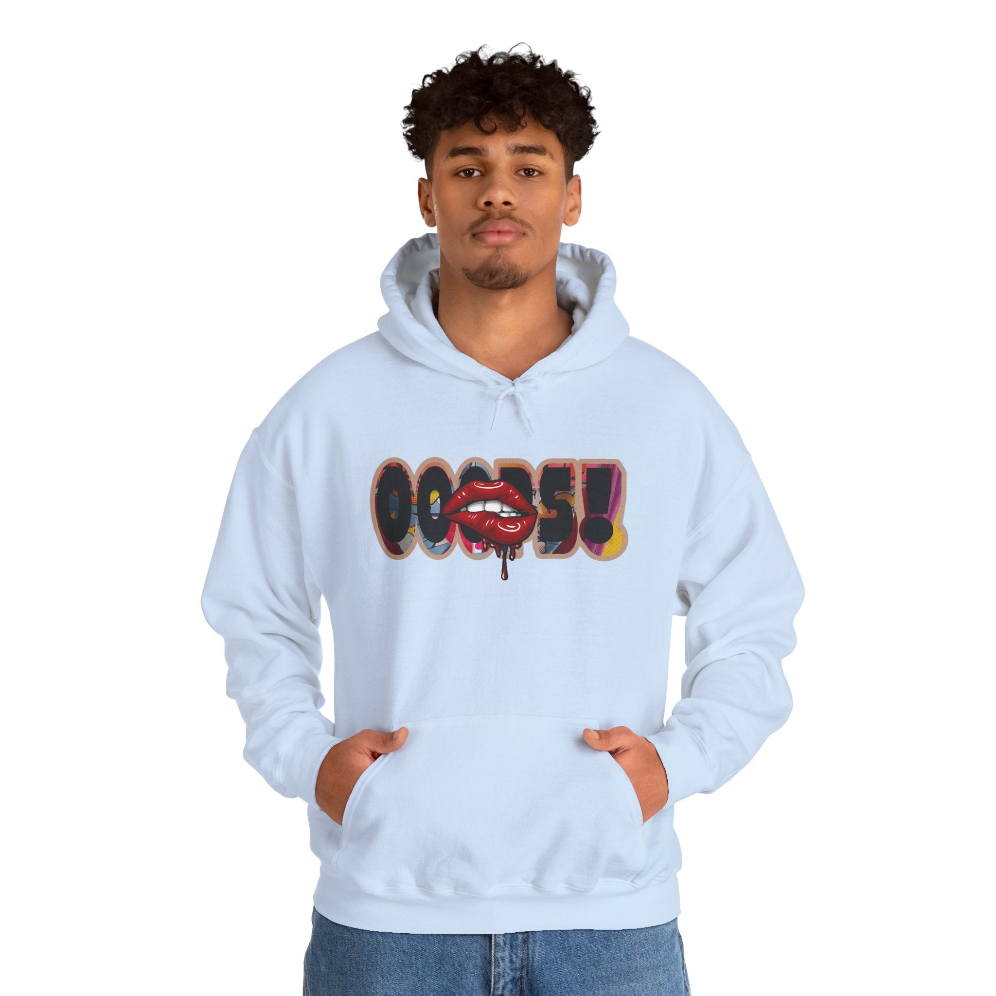Joker Laugh Hoodie — "Ooops!" Dripping Lips Graphic Sweatshirt
